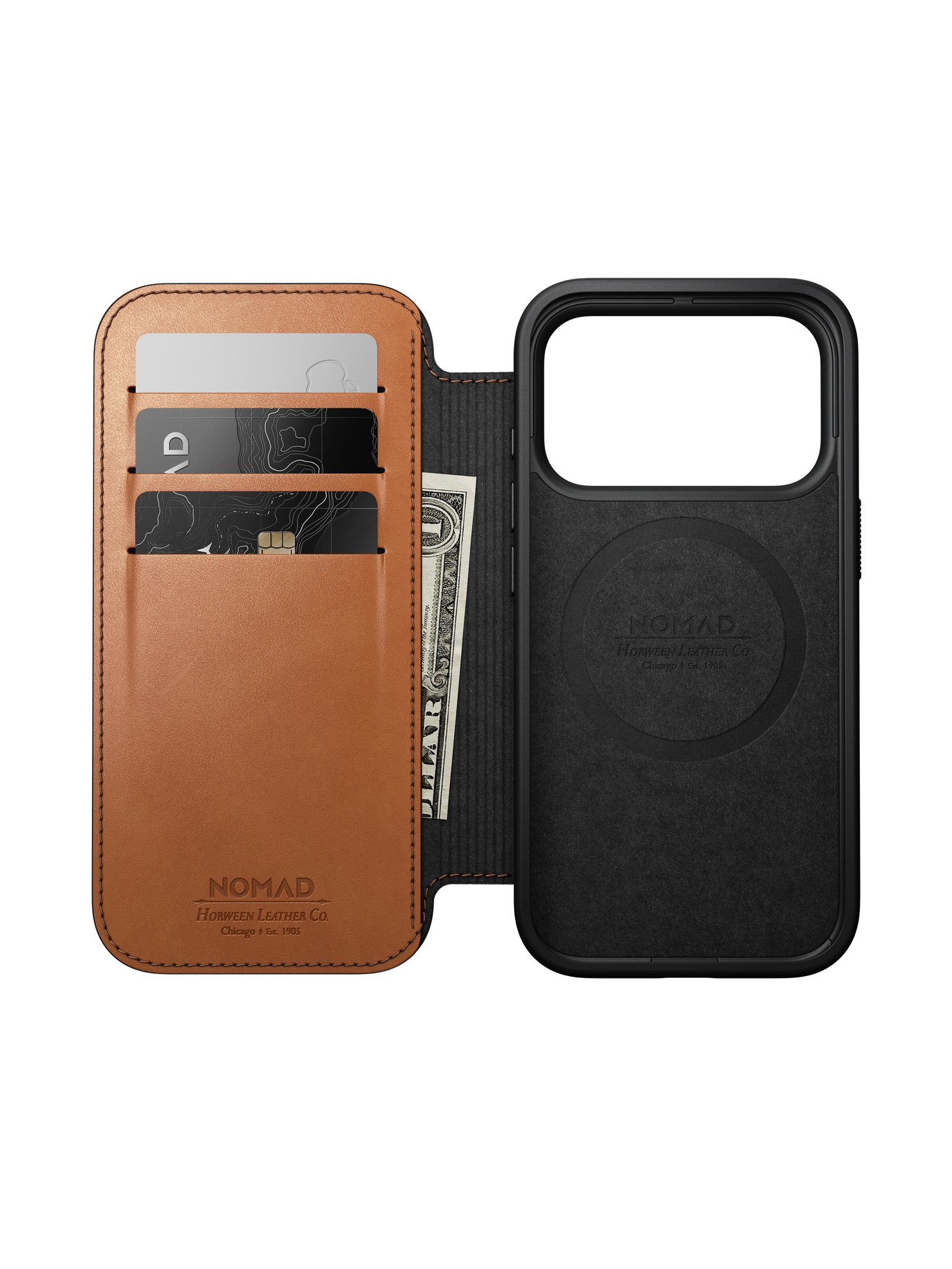 Nomad Modern Folio with Horween Leather for iPhone 18 Pro - Saddle