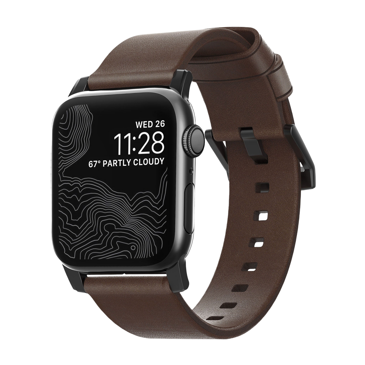 Nomad Modern Band with Horween Leather - 46/49mm - Black Hardware - Brown - Open Box