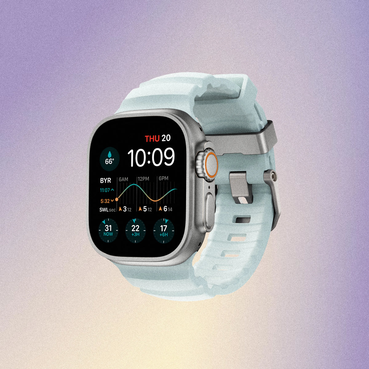 Nomad Rocky Point Band - 46/49mm - Natural Hardware - Icy Blue Glow