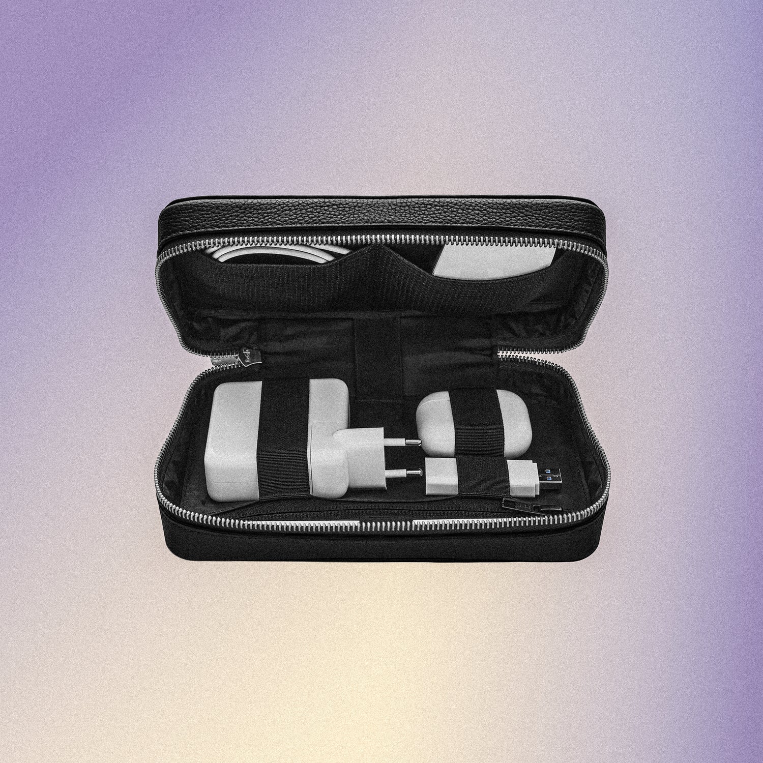 Woolnut Leather Tech Organiser - Black