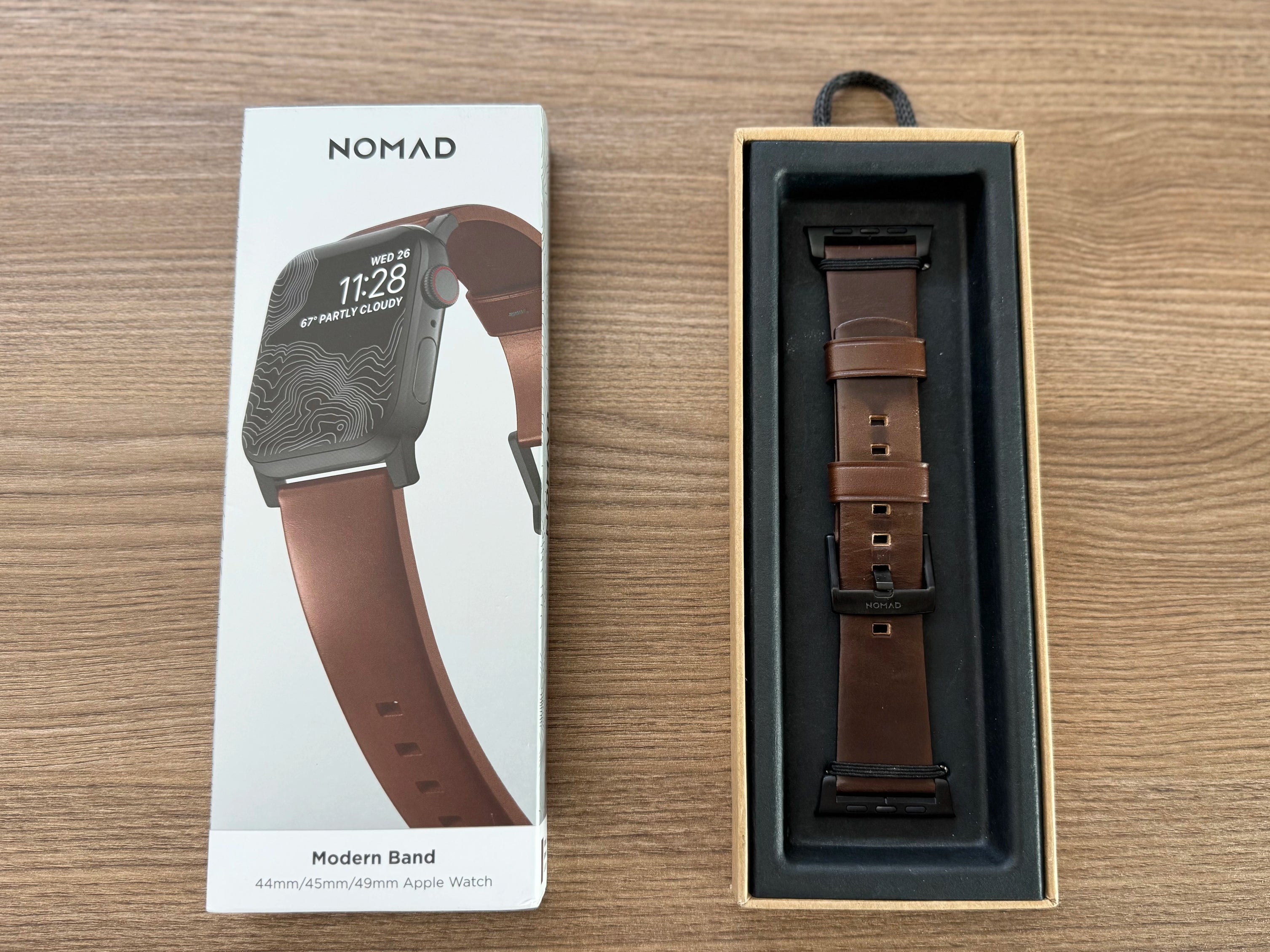 Nomad Modern Band with Horween Leather - 46/49mm - Black Hardware - Brown - Open Box