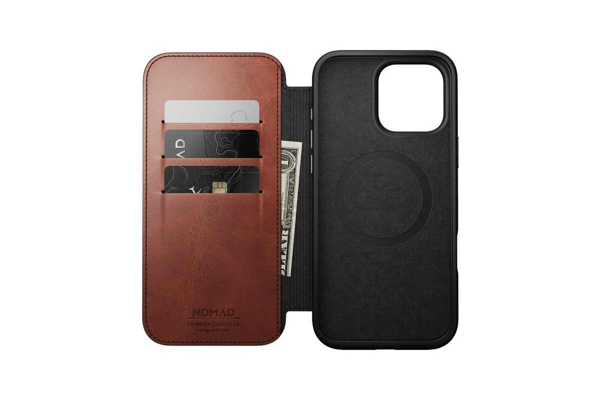 Nomad Modern Leather Folio with Horween Leather for iPhone 16 Pro Max - Olde Dublin